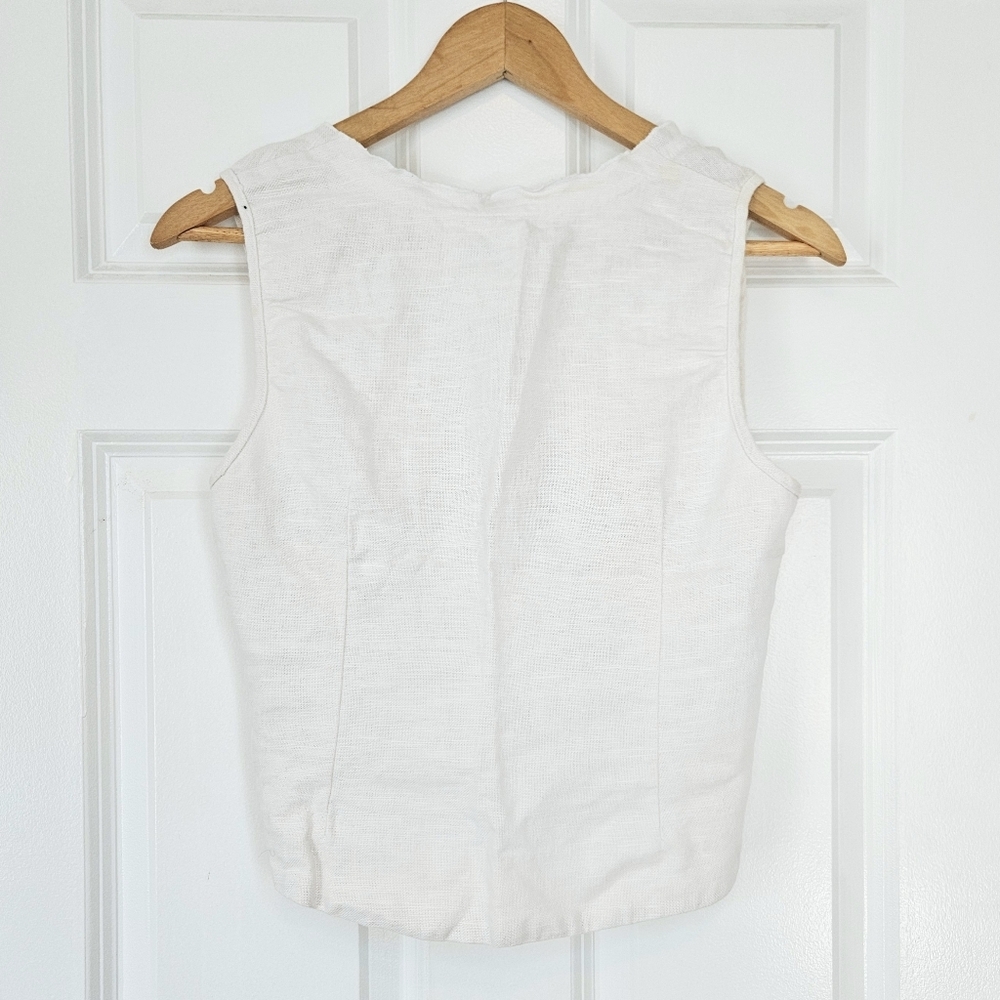 PATRICK ROBINSON x TARGET White Ruffle Deep-V Sleeveless Vest Tank Top Size M/L - Picture 7 of 8